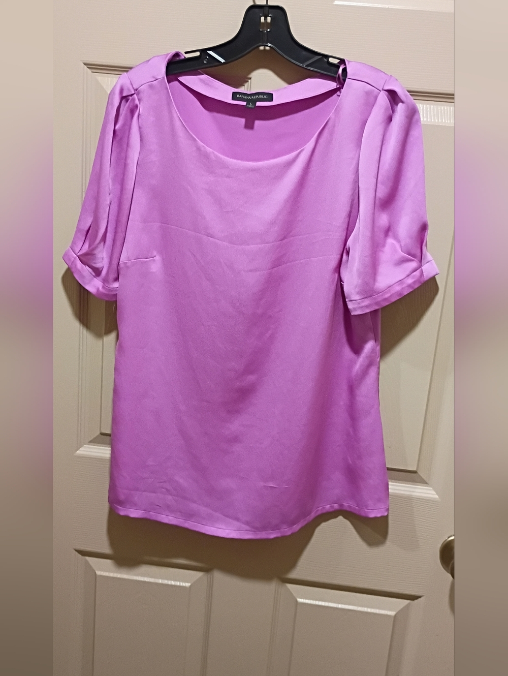 lilac purple Banana Republic short sleeve blouse GUC Large
